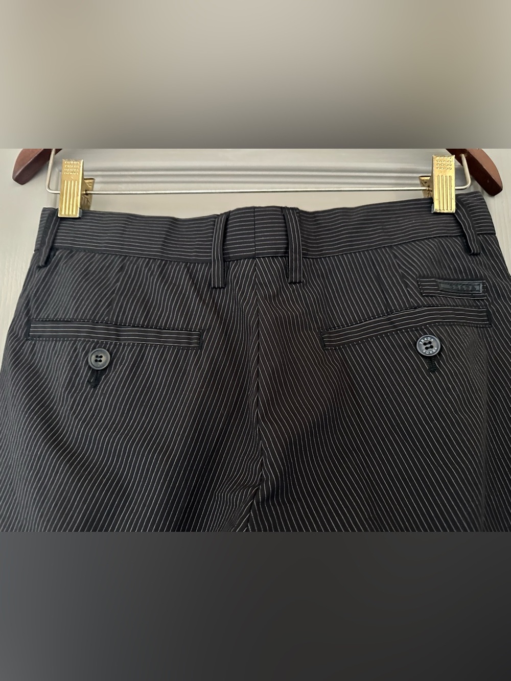 Prada Pinstripe Dress Pants Size 30 Black Slim Straight Tailored Italy NWT - Picture 9 of 16